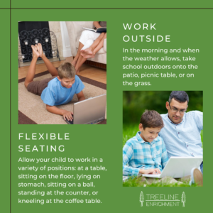 flexible seating and work outside for e-learning