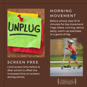 tips for e-learning, screen free and morning movement