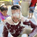 OT student covered in foam